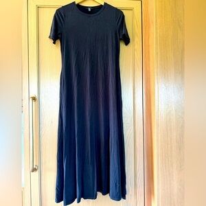 Eileen Fisher Black Short Sleeve Maxi Pullover Tee Shirt Dress / Xsmall